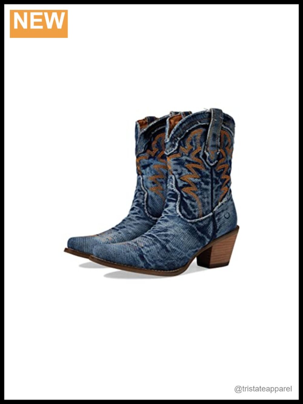 Dingo Women's Faux Leather Pull-On Ankle Bootie Block Heel Embroidered